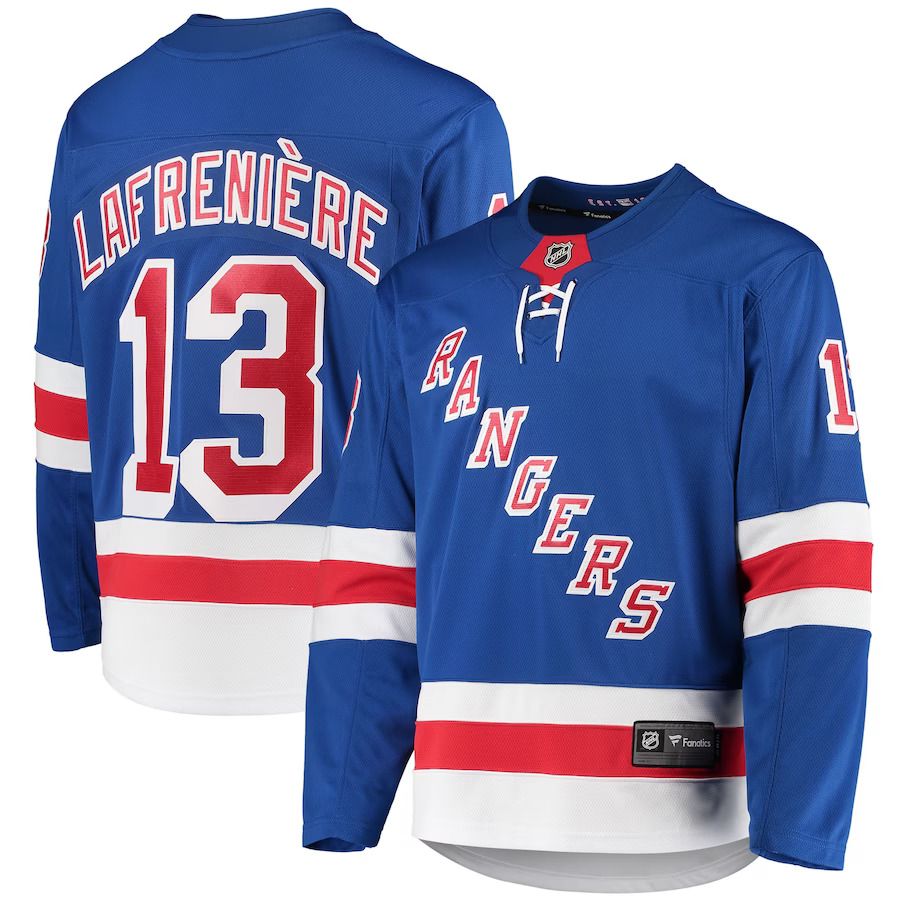 Men New York Rangers #13 Alexis Lafreniere Fanatics Branded Blue Premier Breakaway Player NHL Jersey